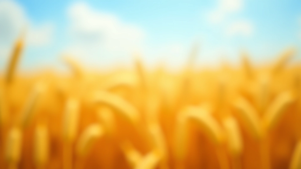 Landwirtschaftliches Feld mit reifen Getreidehalmen unter blauem Himmel